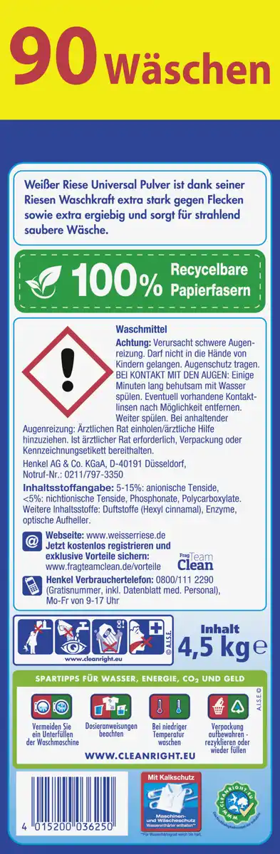 Bild 3 von Weißer Riese Universalwaschmittel Pulver 90WL, 90 WL
