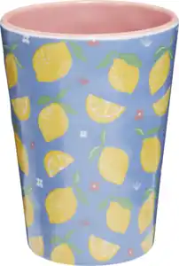 IDEENWELT Melamin-Becher 350 ml Zitronen auf blau