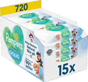 Pampers Feuchttücher Harmonie Aqua Paw Patrol (15x48 Stück) Vorteilspack 720 Stück