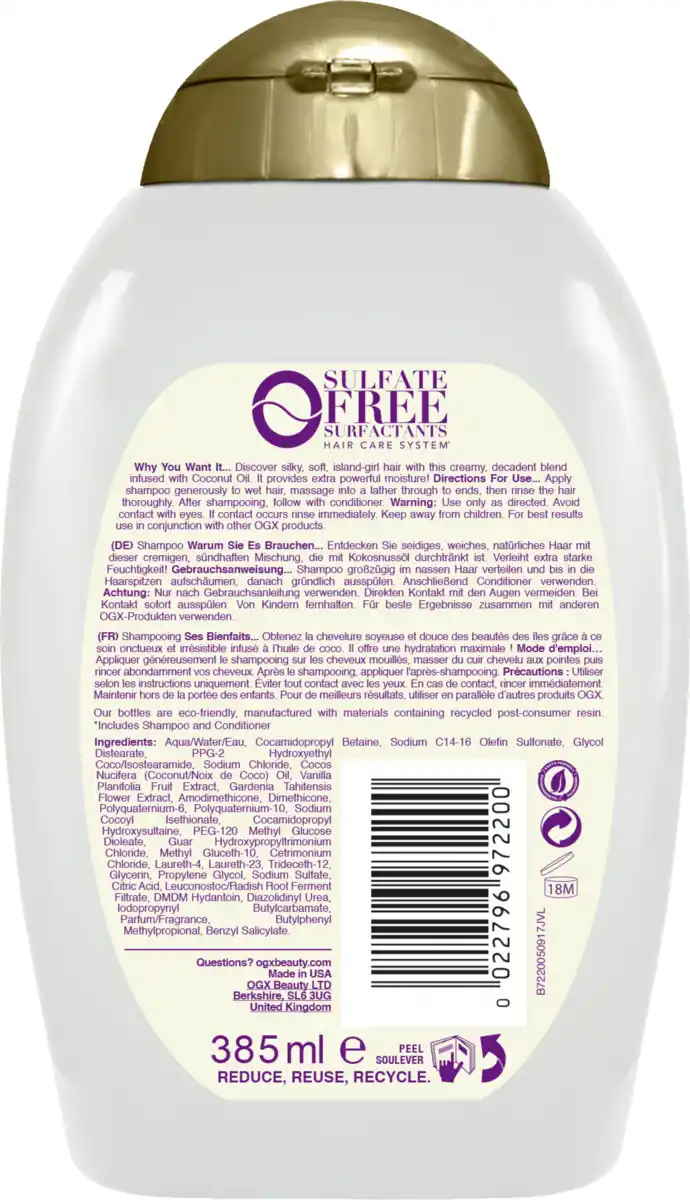 Bild 2 von ogx Coconut Miracle Oil Shampoo, 385 ml