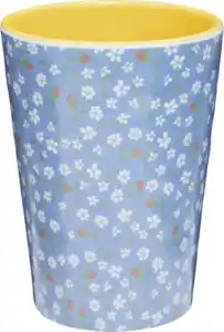 IDEENWELT Melamin-Becher 350 ml Blumen auf Blau