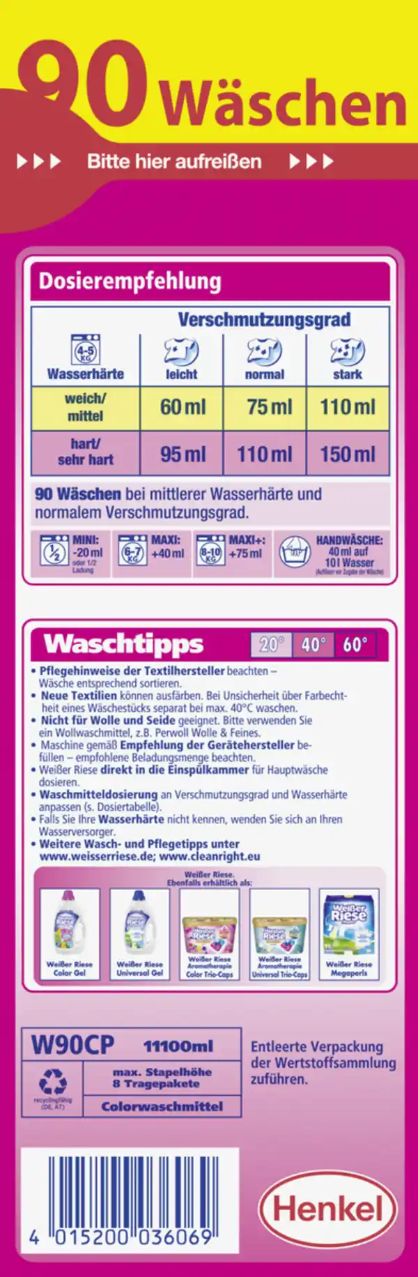 Bild 2 von Weißer Riese Colorwaschmittel Pulver 90WL, 90 WL