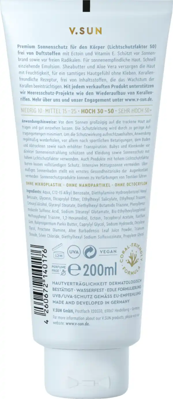 Bild 2 von V.SUN Sun Cream Body sensitiv LSF 50, 200 ml
