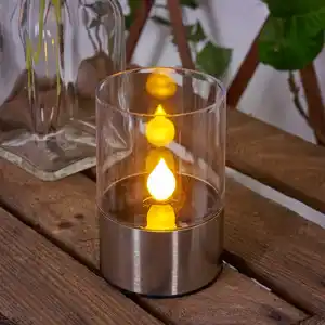 Solar Tischlampe mit Flammeneffekt Ø7,5xH10cm
