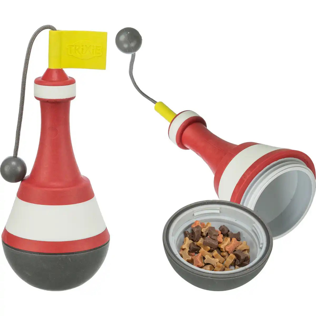 Bild 1 von Hundespielzeug, 19 cm, mit Leckerlis befüllbar, TPR, rot/weiß/grau