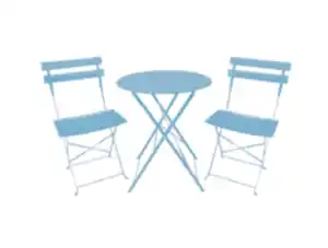 Gartenset 2 Stühle + 1 Tisch pastell blau