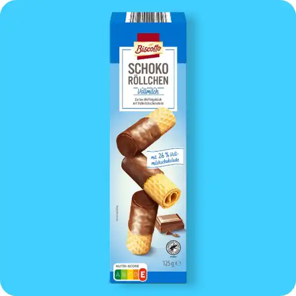 Bild 1 von BISCOTTO Schoko-Röllchen, Vollmilch oder Zartbitter