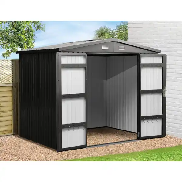 Bild 2 von Gerätehaus, Metall, BxHxT: 244 x 201 x 179 cm (Außenmaße inkl. Dachüberstand)