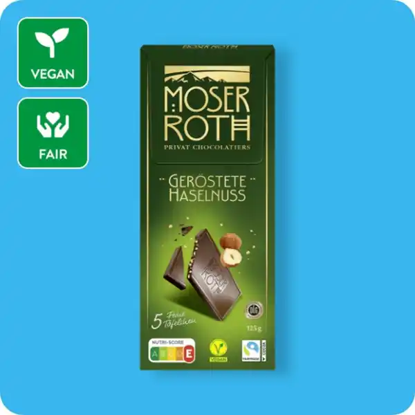 Bild 1 von MOSER ROTH Frucht-/Nussschokolade oder Spezialität, Verschiedene Sorten (einige vegan)