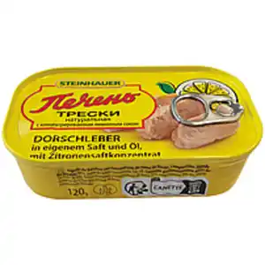 Dorschleber in eigenem Saft und Öl, mit Zitrone