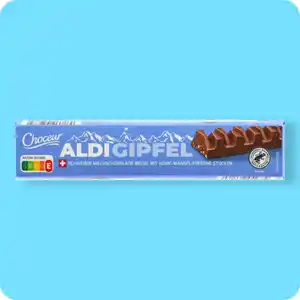CHOCEUR ALDI Gipfel, Schweizer Milchschokolade mit Honig-Mandel-Torrone-Stücken