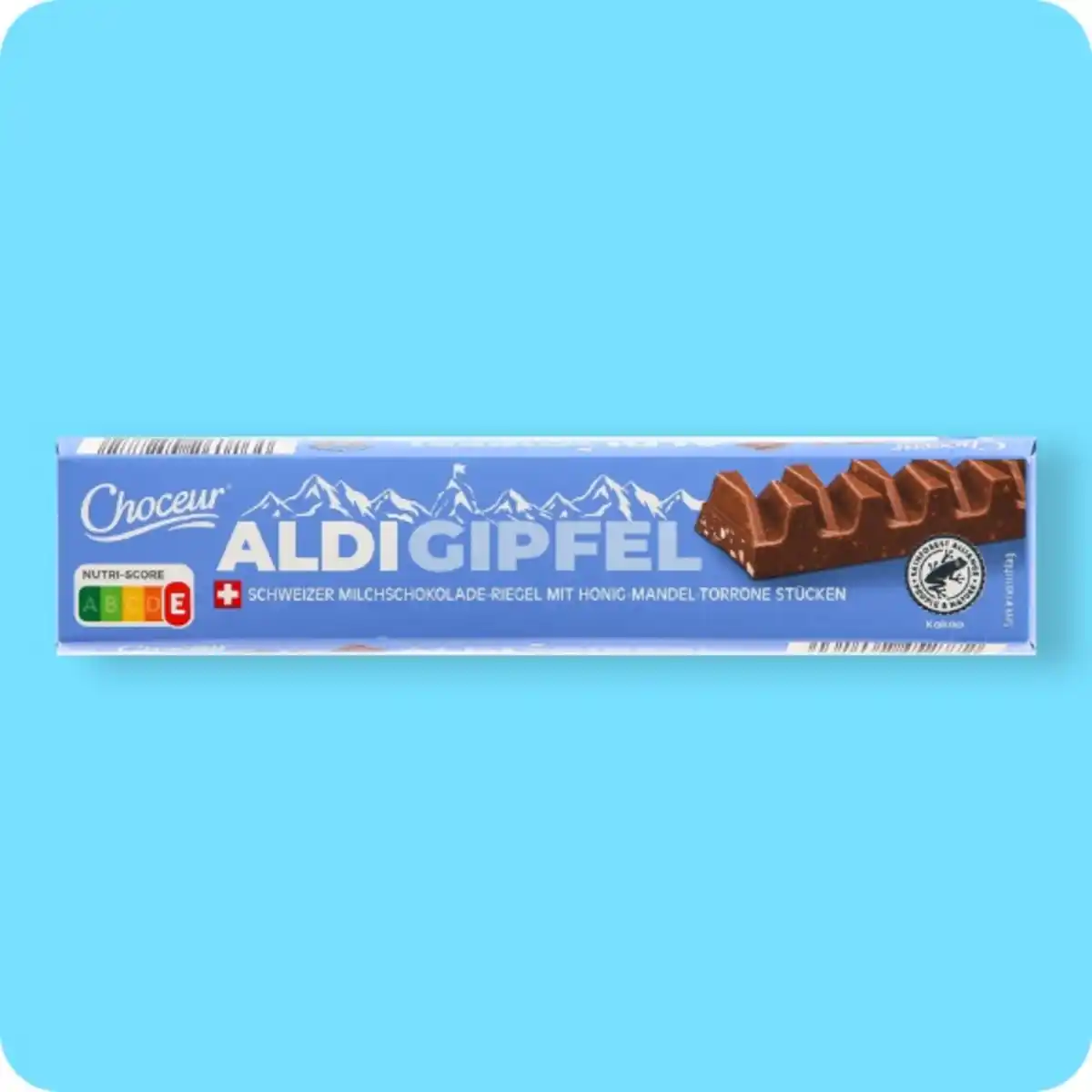 Bild 1 von CHOCEUR ALDI Gipfel, Schweizer Milchschokolade mit Honig-Mandel-Torrone-Stücken