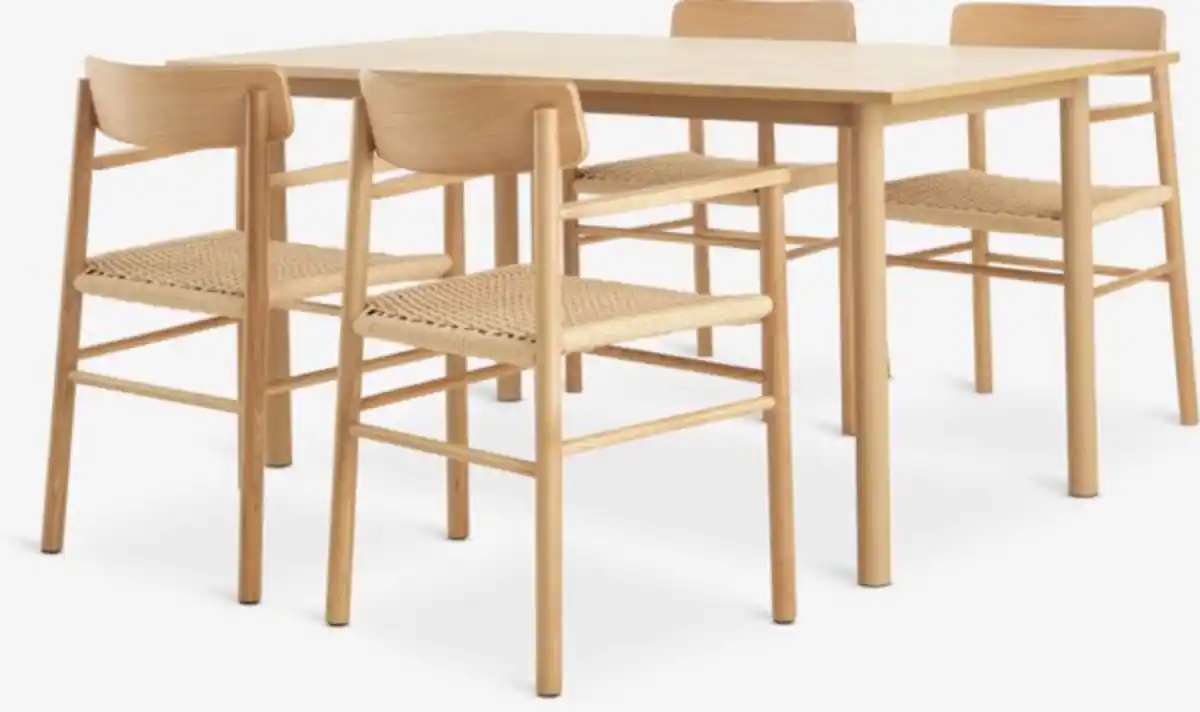 Bild 1 von ALSTED L160 Tisch eichenfarb + 4 ISLEV Stühle m/Armlehne Eic