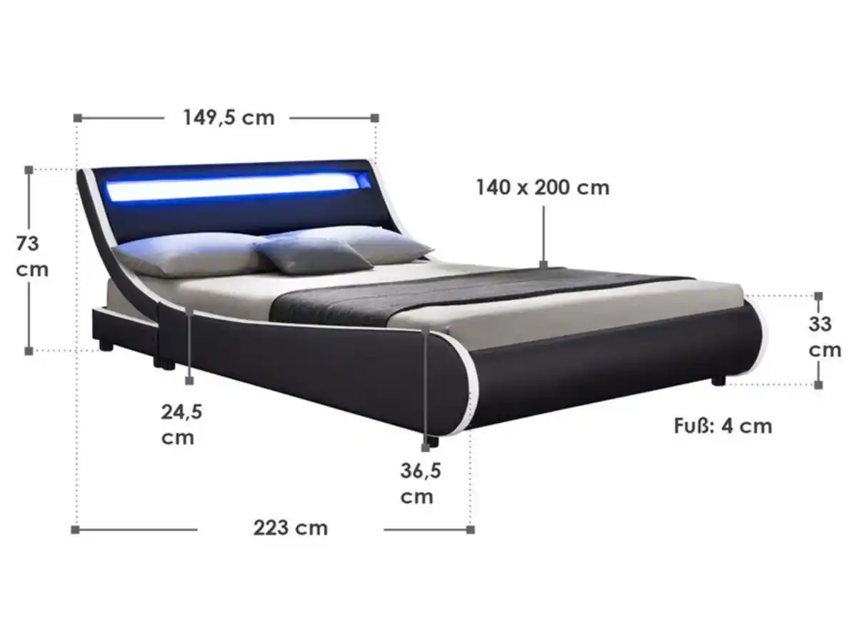 Bild 3 von Juskys Polsterbett »Valencia«, mit LED-Beleuchtung