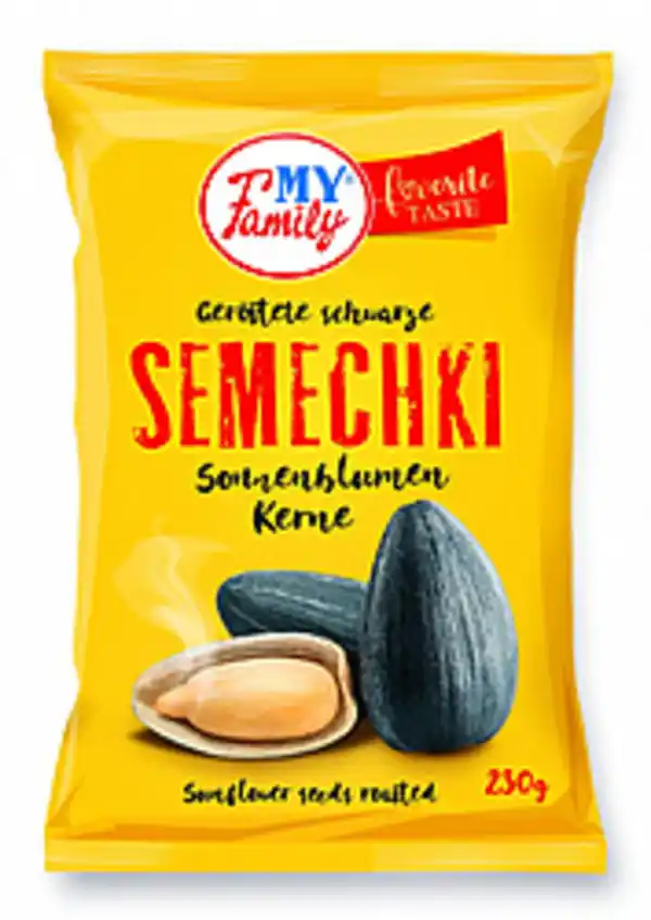 Bild 1 von MY FAMILY Geröstete schwarze Sonnenblumenkerne mit Schale.