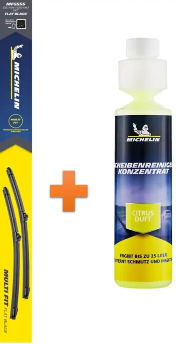 Bild 1 von Michelin Scheibenwischer Multi Fit Set MF5555  + Scheibenreiniger-Konzentrat 250 ml Citrus