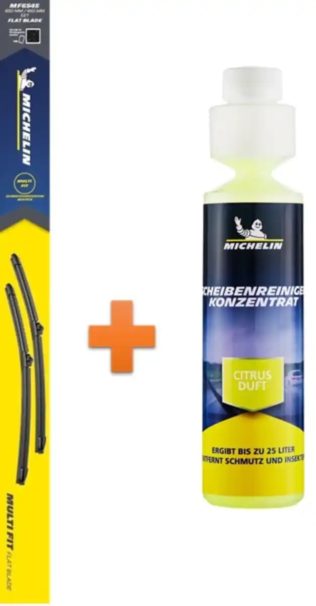 Bild 1 von Michelin Scheibenwischer Multi Fit Set MF6545 + Scheibenreiniger-Konzentrat 250 ml Citrus