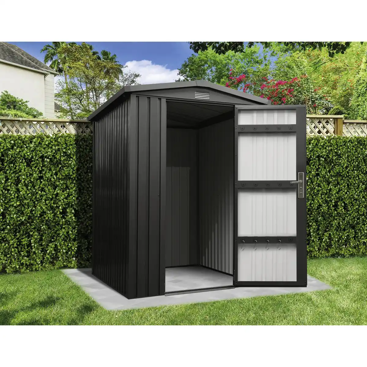 Bild 1 von Gerätehaus, Metall, BxHxT: 144 x 193 x 179 cm (Außenmaße inkl. Dachüberstand)