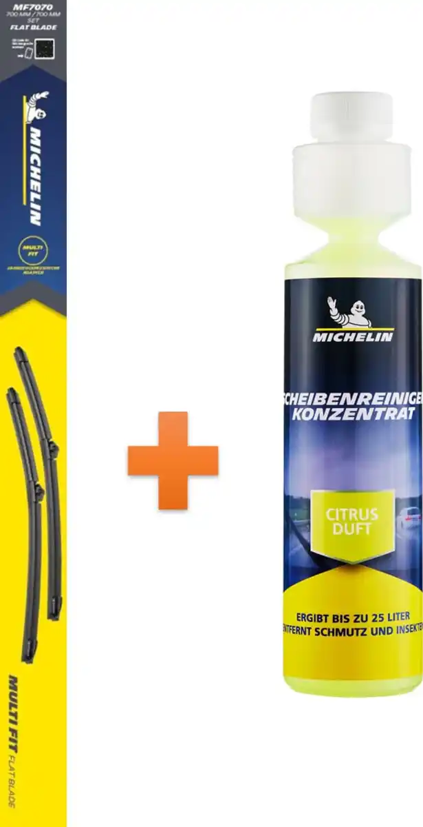 Bild 1 von Michelin Scheibenwischer Multi Fit Set MF7070  + Scheibenreiniger-Konzentrat 250 ml Citrus