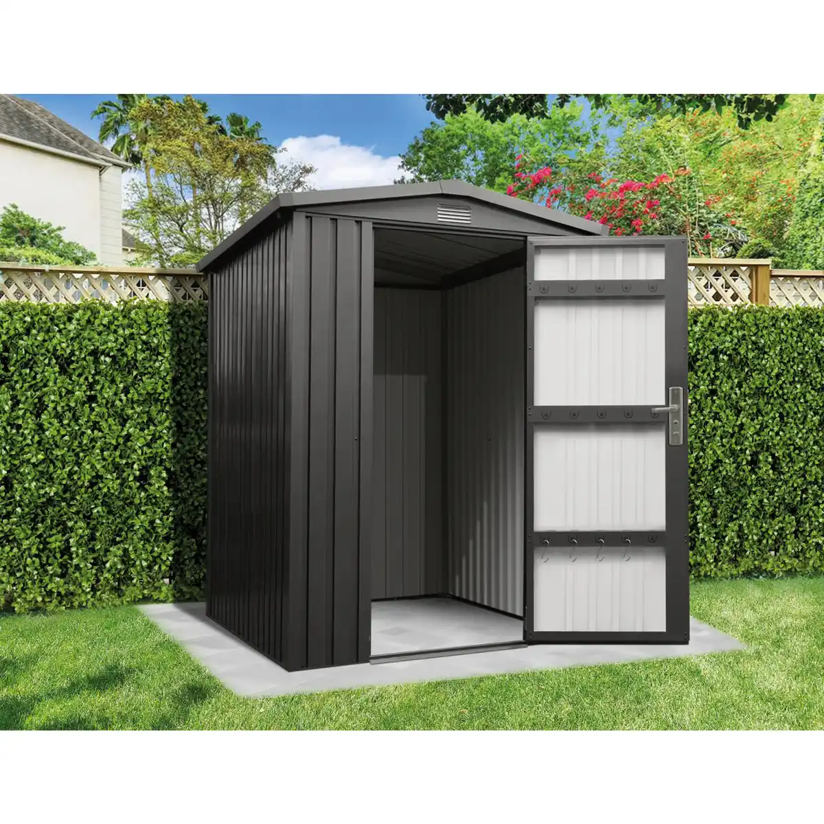 Bild 2 von Gerätehaus, Metall, BxHxT: 144 x 193 x 179 cm (Außenmaße inkl. Dachüberstand)