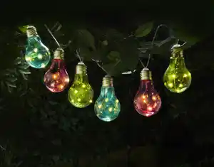 Lichterkette Solar 12 Glühbirnen Micro LED bunt