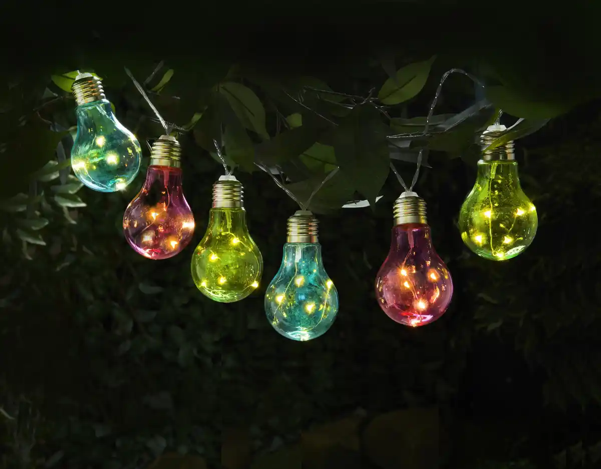 Bild 1 von Lichterkette Solar 12 Glühbirnen Micro LED bunt