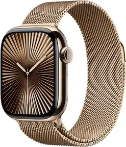 Apple Watch Series 10 (42mm) GPS+4G Titan mit Milanaise Armband gold/gold