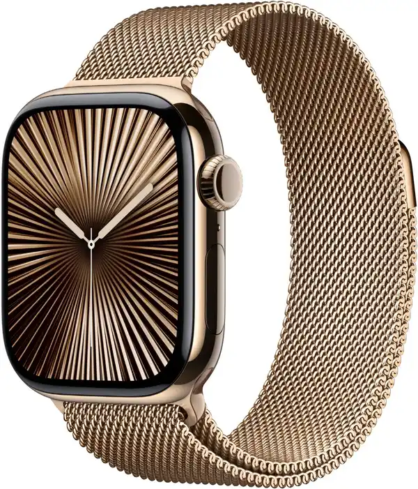 Bild 1 von Apple Watch Series 10 (42mm) GPS+4G Titan mit Milanaise Armband gold/gold