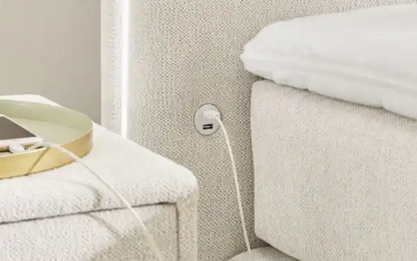 Bild 4 von Boxspringbett Livia Mix, beige, 180 x 200 cm, H3/H3, inkl. 2 USB-Ladeports