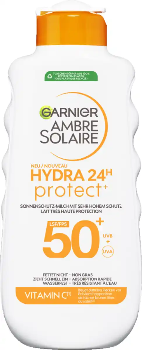 Bild 1 von Garnier Ambre Solaire Hydra Protect+ Sonnenschutz-Milch 24h LSF50, 175 ml
