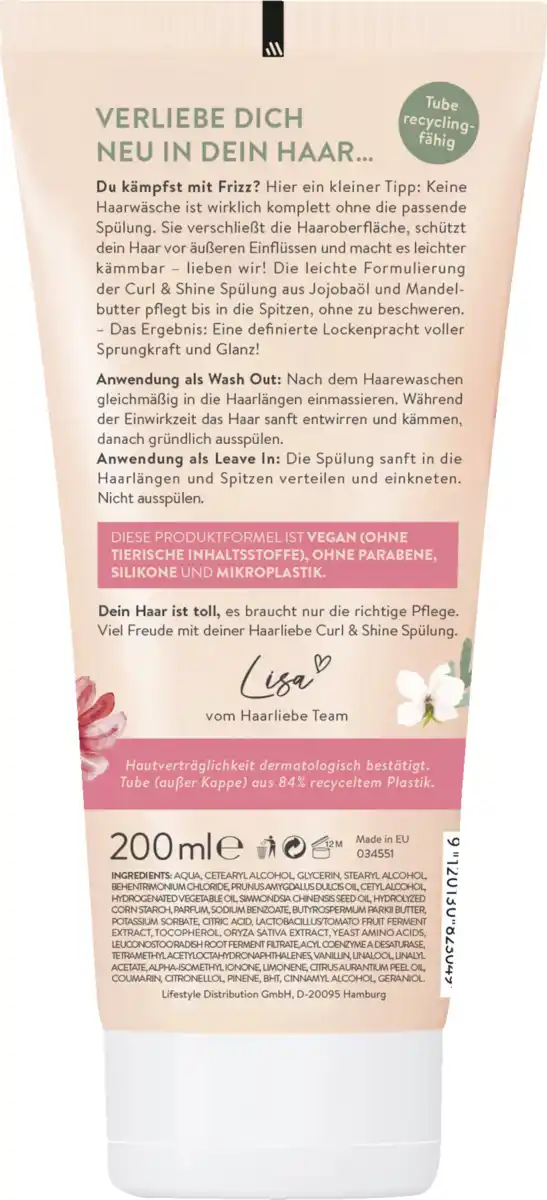 Bild 2 von Haarliebe Curl & Shine 2in1 Spülung, 200 ml