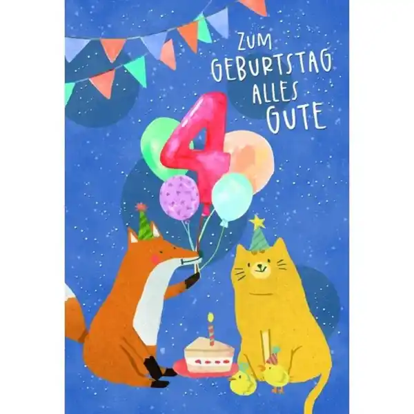 Bild 1 von Geburtstagskarte - Zum Geburtstag alles Gute - 4 Jahre