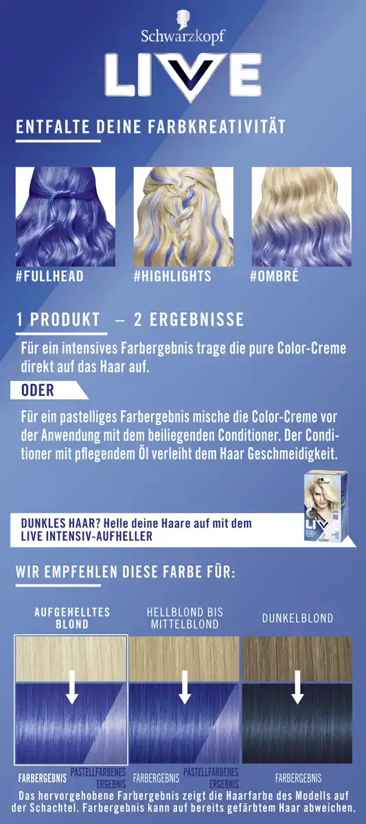 Bild 4 von Schwarzkopf LIVE Ultra Brights Haarfarbe 095 Electric Blue