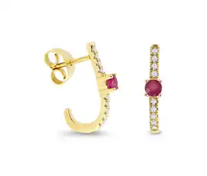 Ohrstecker 585 Gold, Diamanten und Rubine