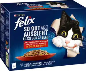PURINA FELIX Katzennassfutter So gut wie es aussieht in Gelee Geschmacksvielfalt vom Land, 1020 g