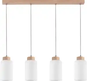 SPOT Light Pendelleuchte BOSCO WOOD, ohne Leuchtmittel, Hängeleuchte, Naturprodukt aus Eichenholz,Schirm aus Glas