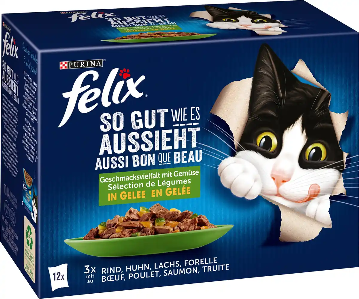 Bild 1 von PURINA FELIX Katzennassfutter So gut wie es aussieht in Gelee Gemischte Vielfalt mit Gemüse, 1020 g