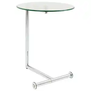 Kare-Design Beistelltisch, Chrom, Metall, Glas, rund, Rundrohr, 46x62x51 cm, Wohnzimmer, Wohnzimmertische, Beistelltische