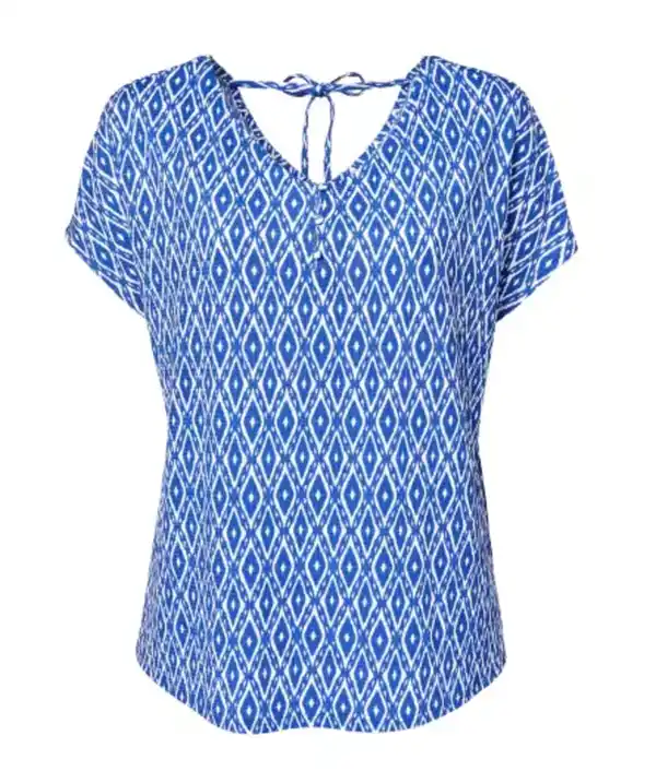 Bild 1 von T-Shirt mit V-Ausschnitt, blau bedruckt