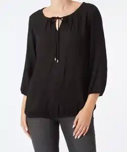Bluse mit Kordeln, schwarz
