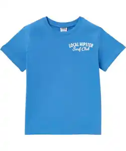 T-Shirt mit Front- und RĂĽckenprint, blau