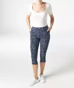 Geblümte Bengalinhose, dunkelblau bedruckt