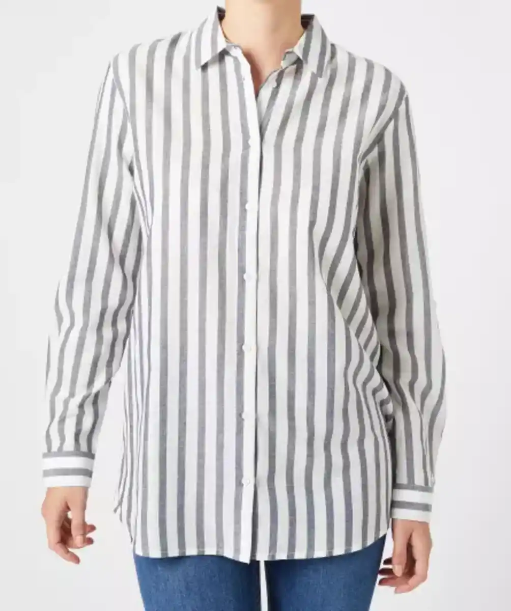 Bild 1 von Hemdbluse mit weiter Passform, dunkelblau gestreift