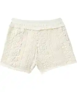 Shorts mit Häkelspitze, Beige