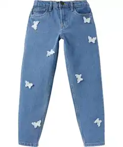 Jeans mit Schmetterlingen, jeansblau