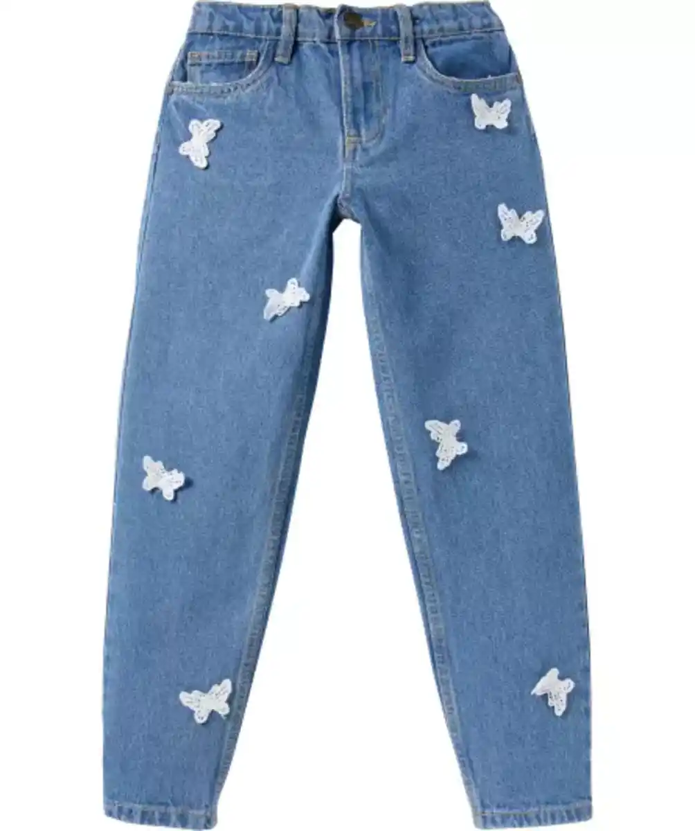Bild 1 von Jeans mit Schmetterlingen, jeansblau