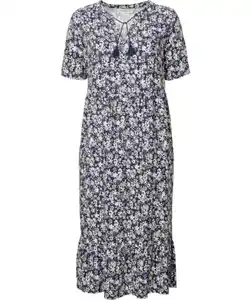 Kleid aus Viskose, dunkelblau bedruckt