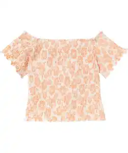 Gesmoktes T-Shirt, creme