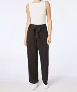 Stoffhose mit Bindegürtel, schwarz