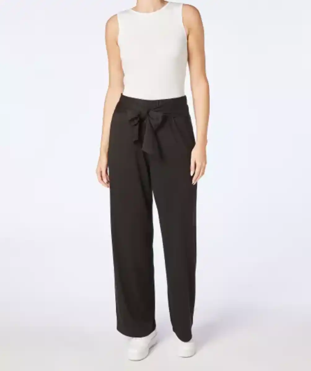 Bild 1 von Stoffhose mit Bindegürtel, schwarz